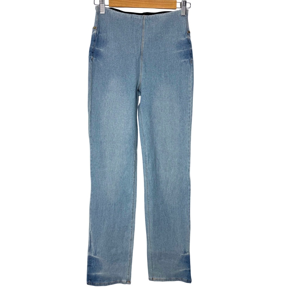 Lysse Denim High Rise Pull On Straight Leg Denim Jean Leggings Stretch Size XS